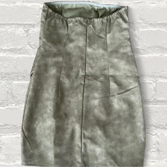 PLT Grey Distressed PU Belt Detail Bodycon Dress - Picture 5 of 5